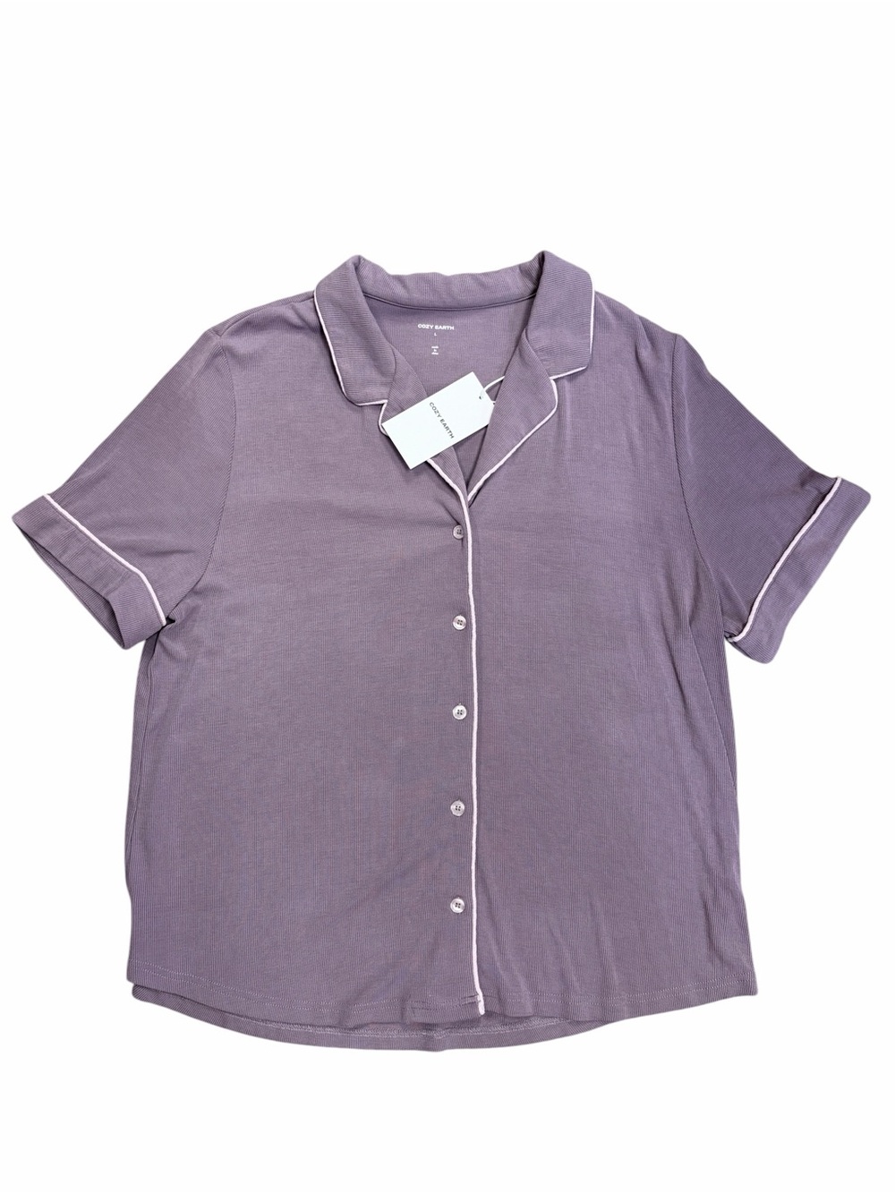 NWT Cozy Earth Bamboo Rib Knit Classic Pajama Top Twilight - L